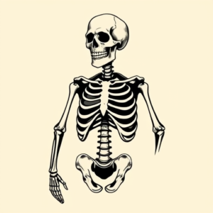 Black Ink Skeleton Tattoo