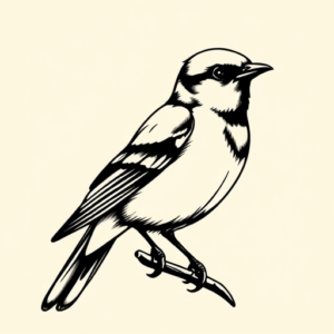 Black Ink Sparrow Tattoo