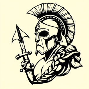 Black Ink Spartan Tattoo