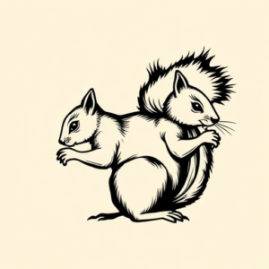 Black Ink Squirrel Tattoo