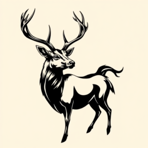 Black Ink Stag Tattoo