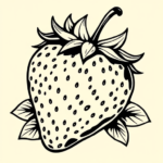 Black Ink Strawberry Tattoo