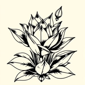 Black Ink Succulent Tattoo