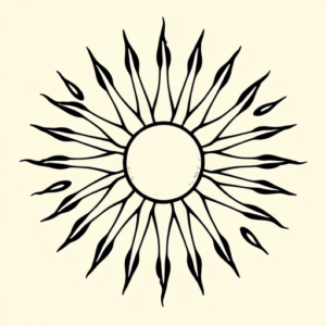 Black Ink Sun Tattoo