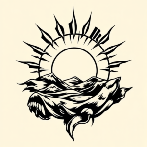 Black Ink Sunrise Tattoo