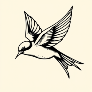 Black Ink Swallow Tattoo