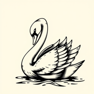 Black Ink Swan Tattoo