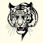 Black Ink Tiger Tattoo