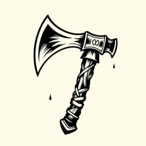 Black Ink Tomahawk Tattoo