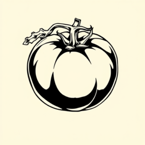 Black Ink Tomato Tattoo