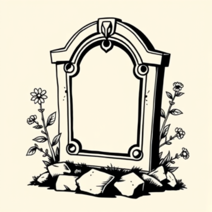 Black Ink Tombstone Tattoo