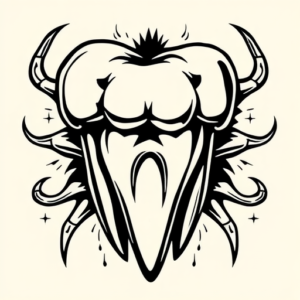 Black Ink Tooth Tattoo