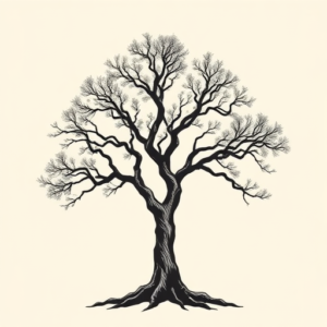 Black Ink Tree Tattoo