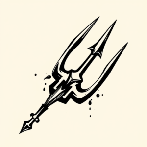 Black Ink Trident Tattoo