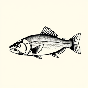 Black Ink Trout Tattoo