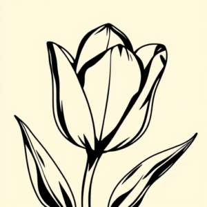 Black Ink Tulip Tattoo