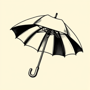 Black Ink Umbrella Tattoo