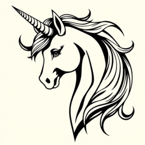 Black Ink Unicorn Tattoo