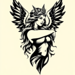 Black Ink Valkyrie Tattoo