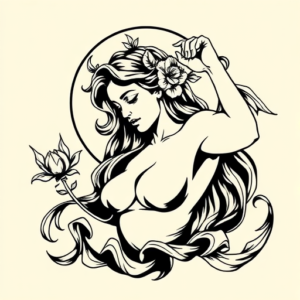 Black Ink Venus Tattoo