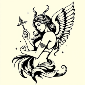 Black Ink Virgo Tattoo