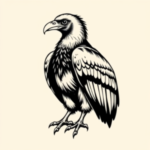 Black Ink Vulture Tattoo