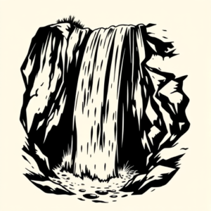 Black Ink Waterfall Tattoo