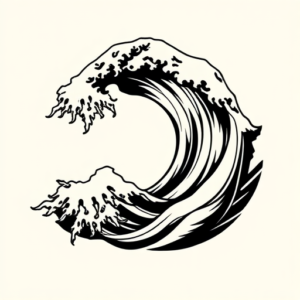 Black Ink Wave Tattoo