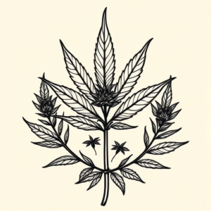Black Ink Weed Tattoo