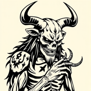 Black Ink Wendigo Tattoo