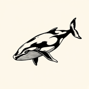 Black Ink Whale Tattoo