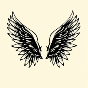 Black Ink Wings Tattoo
