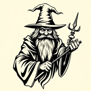 Black Ink Wizard Tattoo