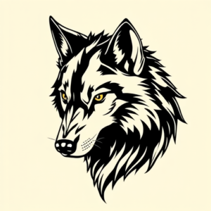 Black Ink Wolf Tattoo