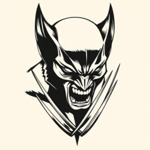 Black Ink Wolverine Tattoo