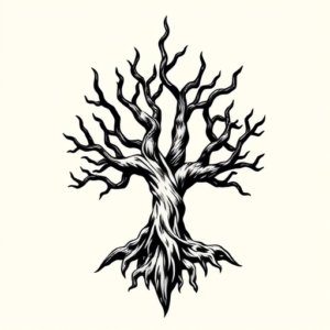 Black Ink Yggdrasil Tattoo