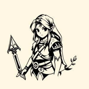 Black Ink Zelda Tattoo