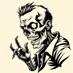 Black Ink Zombie Tattoo
