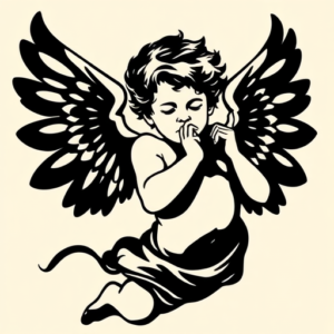 Blackout Cherub Tattoo