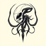 Blackwork Alien Tattoo