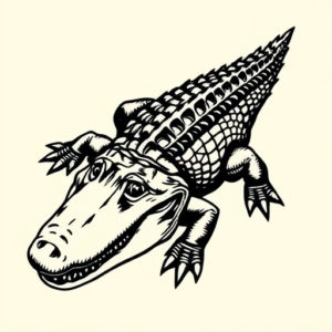 Blackwork Alligator Tattoo