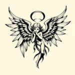 Blackwork Angel Tattoo