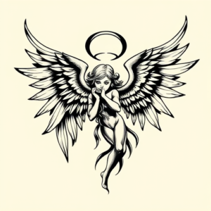 Blackwork Angel Tattoo
