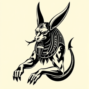 Blackwork Anubis Tattoo