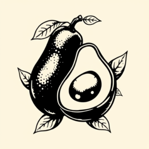 Blackwork Avocado Tattoo