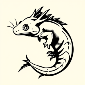 Blackwork Axolotl Tattoo