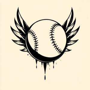 Blackwork Baseball Tattoo