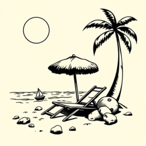 Blackwork Beach Tattoo