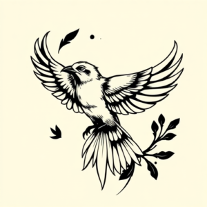 Blackwork Bird Tattoo