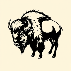 Blackwork Bison Tattoo